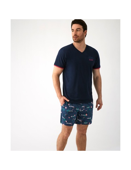 pijama de hombre para verano en algodón de feel free by promise modelo aloha