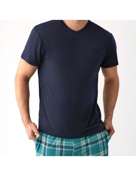 pijama de verano en manga corta para hombre en algodón de feel free by promise modelo Fausto