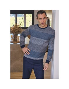 pijama de hombre de invierno en polar de algodón de muslher modelo zig zag