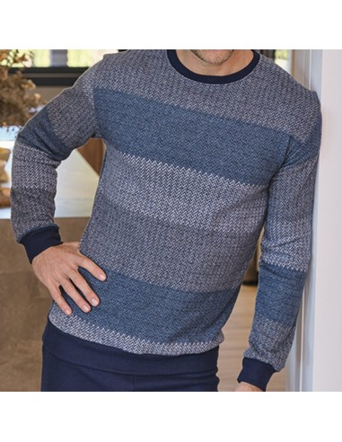 pijama de invierno para hombre en punto milano de muslher modelo zig zag