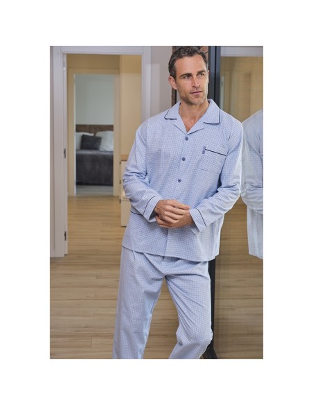 pijama de hombre para invierno en franela de algodón modelo Asturias de muslher