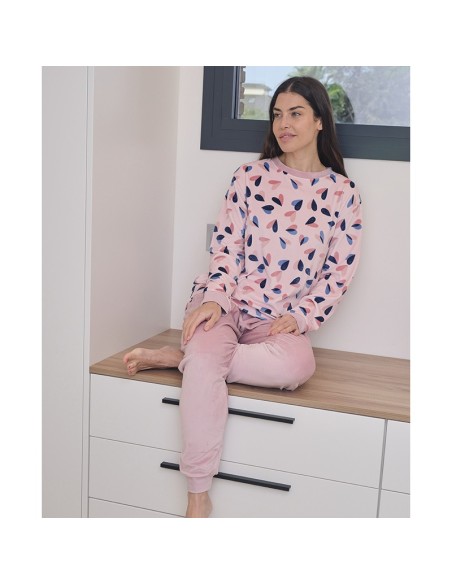pijama de mujer en tejido de sedalina elástica para invierno de muslher modelo Elvira