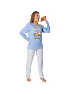 pijama de mujer en algodón de invierno modelo desayuno de leniss