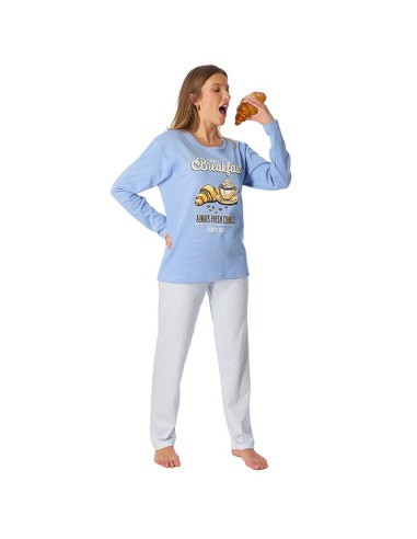 pijama de mujer en algodón de invierno modelo desayuno de leniss