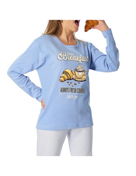 pijama de invierno de mujer en algodón modelo desayuno de leniss