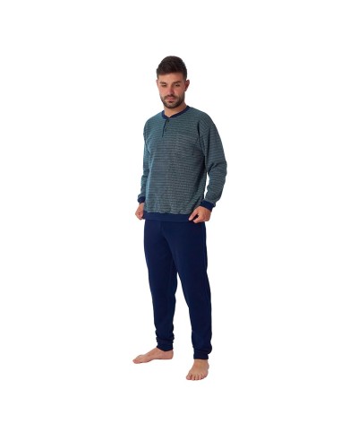 pijama de invierno para hombre modelo juanito de dormen en algodón térmico y botones en cuello