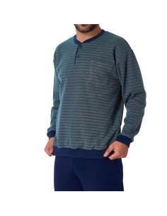 pijama de invierno para hombre modelo juanito de dormen en algodón térmico y botones en cuello 2