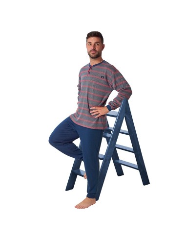 Pijama de hombre para invierno con puño en el pantalón en algodón modelo Ricardo de dormen