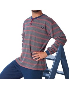 Pijama de hombre para invierno con puño en el pantalón en algodón modelo Ricardo de dormen 2