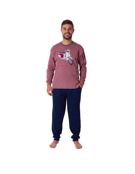 pijama de hombre en algodón de invierno modelo vespa de doemen