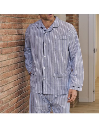 pijama de hombre para entre tiempo en tela fina de manga larga modelo George de muslher