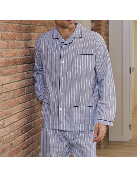 pijama de hombre para entre tiempo en tela fina de manga larga modelo George de muslher