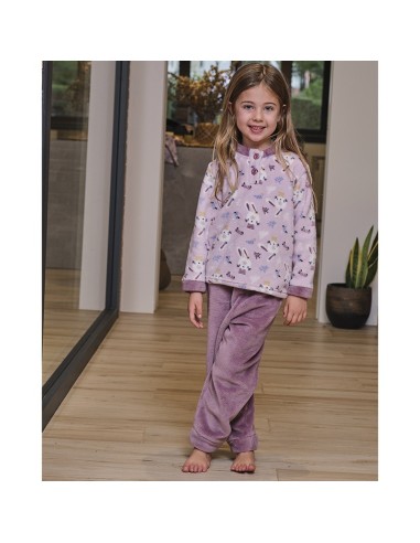 pijama de niña infantil en coralina modelo conejita feliz de muslher