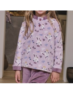 pijama de niña infantil en coralina modelo conejita feliz de muslher 2