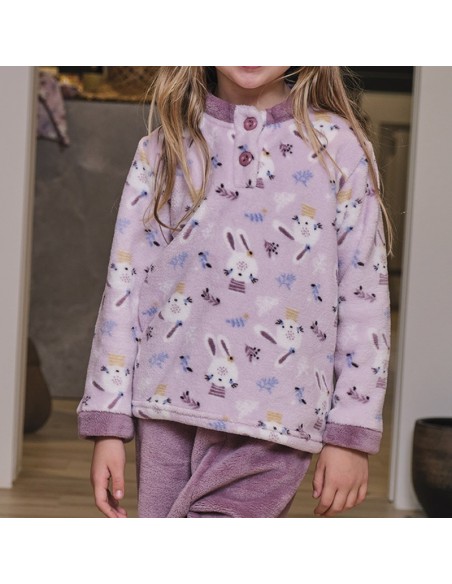 pijama infantil en suave coralina de muslher modelo conejita feliz