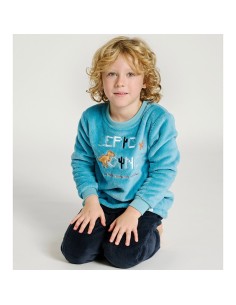 Pijama de niño en coralina suave modelo Dino de muydemi