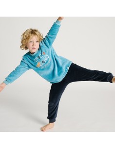 Pijama de niño en coralina suave modelo Dino de muydemi 2