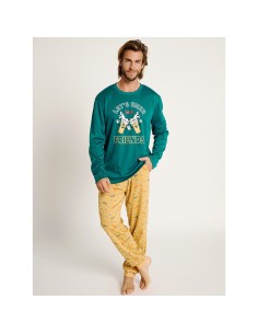 pijama de hombre en algodón de invierno modelo viva la cerveza de muydemi