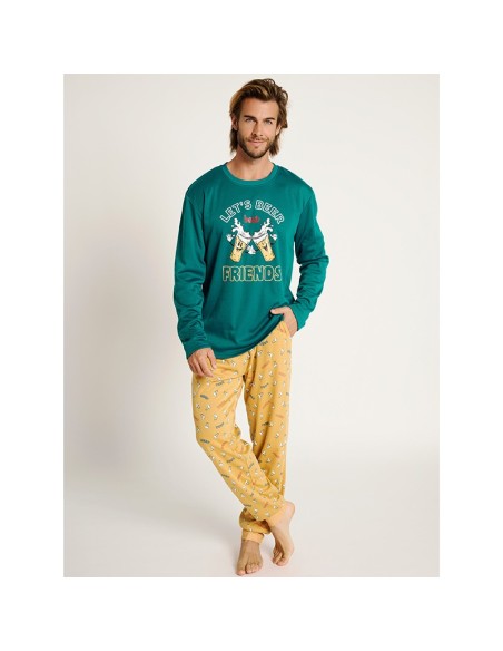 pijama de hombre en algodón de invierno modelo viva la cerveza de muydemi