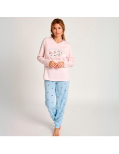 pijama de mujer en algodón de invierno modelo Jardín de ensueño de muydemi