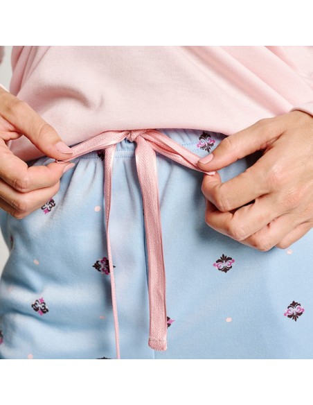 pijama con lazo en cintura del pantalón modelo jardín de ensueño de muydemi