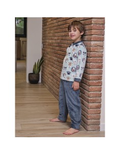 pijama de invierno para niño en coralina modelo selva de muslher