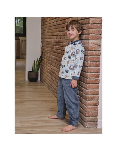 pijama de invierno para niño en coralina modelo selva de muslher