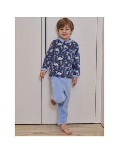 pijama infantil en coralina para niño modelo dino de muslher