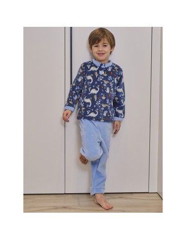 pijama infantil en coralina para niño modelo dino de muslher