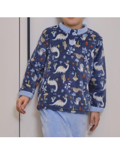 pijama infantil en coralina para niño modelo dino de muslher 2