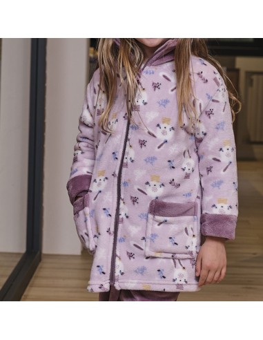 bata de niña infantil con cremallera modelo conejitos alegres de muslher