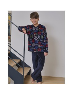 pijama de invierno para niño en coralina modelo rider de muslher