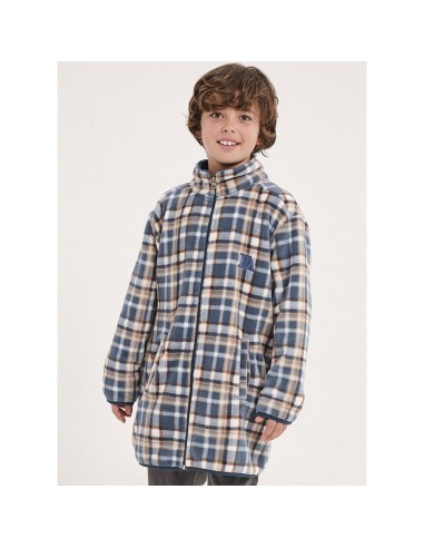 bata de niño para invierno con cremallera de Don Algodón modelo cuadros