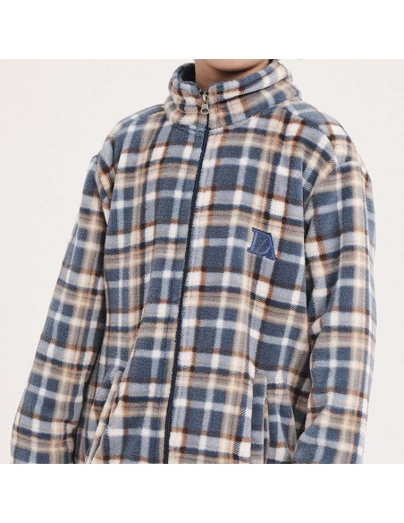 bata de cremallera para niño de don algodón modelo cuadros