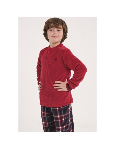 pijama de niño para invierno en coralina modelo rojo de don algodón