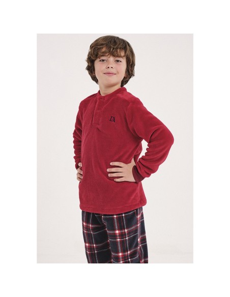 pijama de niño para invierno en coralina modelo rojo de don algodón