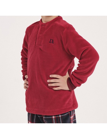pijama de niño de don algodón modelo rojo en suave coralina