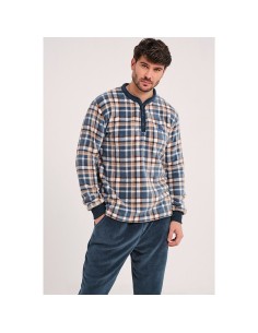 pijama de hombre en coralina modelo cuadros de don algodón