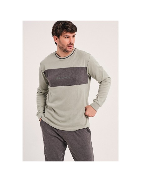 pijama de hombre para invierno de algodón modelo verde de don algodón