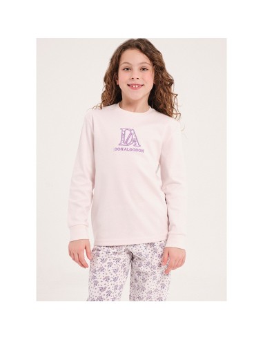 pijama de niña don algodón modelo lilas en añlgodón térmico