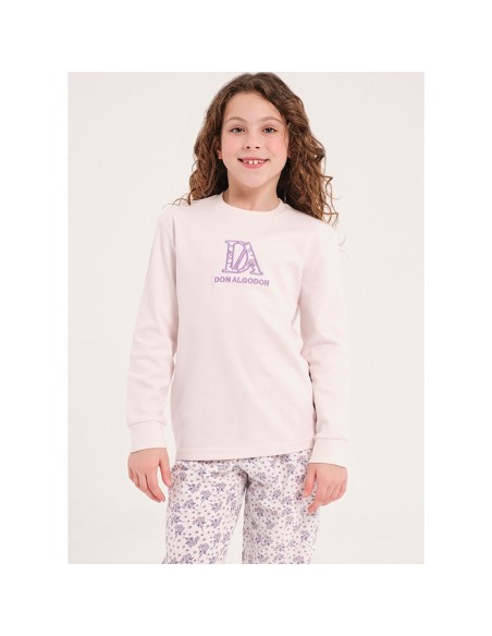 pijama de niña don algodón modelo lilas en añlgodón térmico