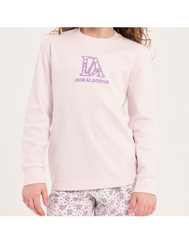 don algodón pijama de niña para invierno modelo lilas
