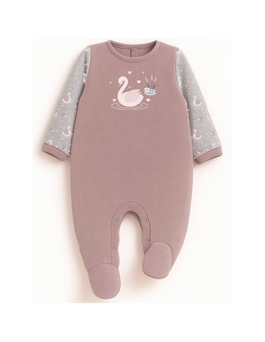 pelele en terciopelo para bebe niña de Don algodón modelo cisne