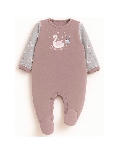 pelele en terciopelo para bebe niña de Don algodón modelo cisne