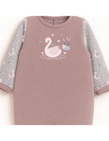 pelele de Don algodón para bebé niña modelo cisne en cálido terciopelo