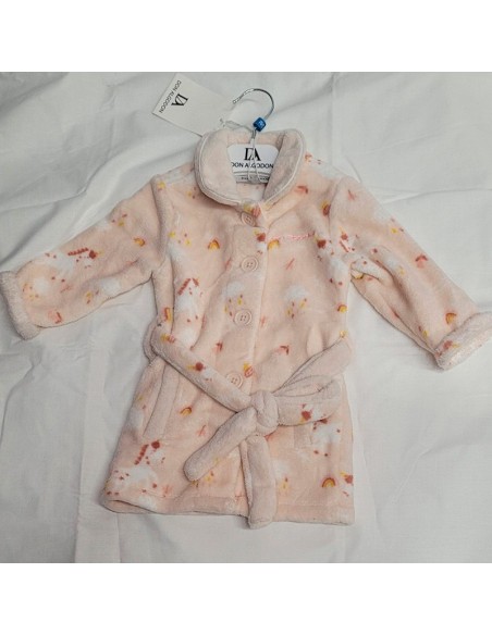 bata infantil para niña en dulce coralina de Don Algodón modelo unicornio