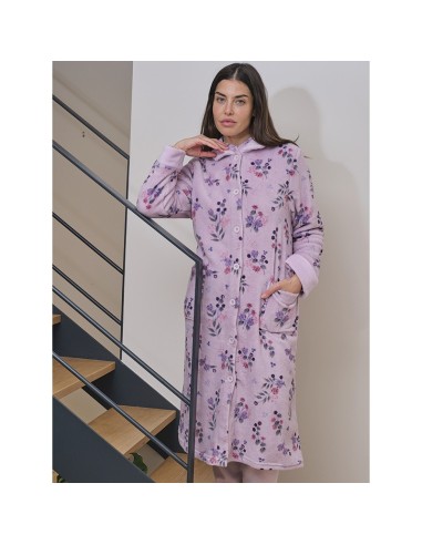 bata de mujer para invierno larga modelo flor de arándano de muslher