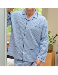 muslher pijama de hombre en tela de mangas larga y pantalón largo modelo sinfonía 2