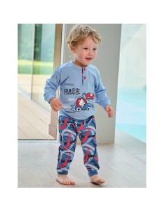 pijama infantil fino en manga larga de algodón de muslher modelo cars