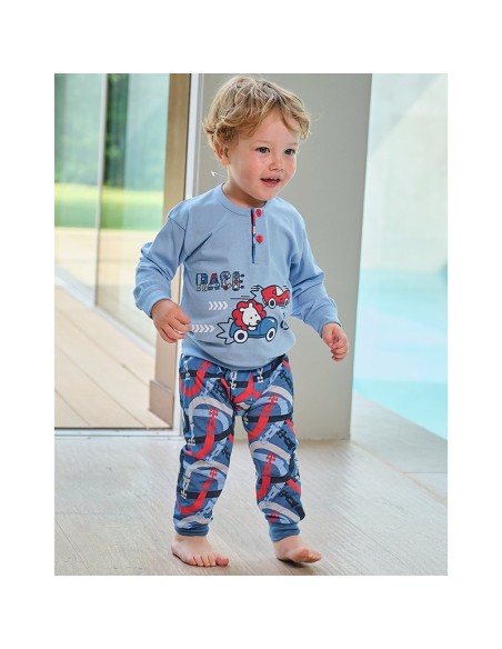 pijama infantil fino en manga larga de algodón de muslher modelo cars